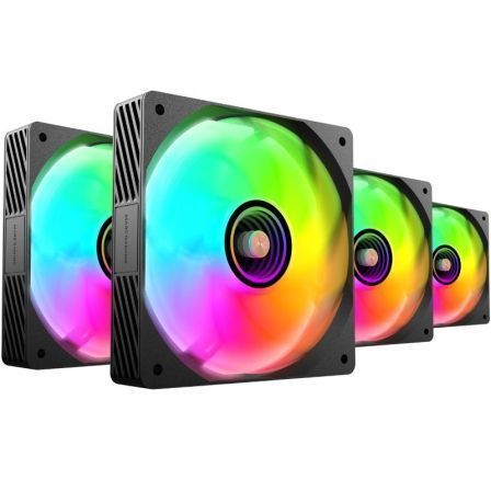 Mars Gaming Kit 4 Ventiladores PC MF-SI4KIT A-RGB Infinity Negro Ultrasilenciosos ARGB con Mando a Distancia